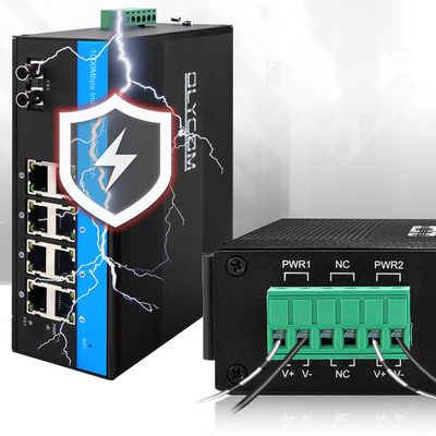 สวิตช์จัดการ POE Gigabit Smart Ethernet สำหรับอุตสาหกรรมพร้อมพอร์ต ST 1 พอร์ต