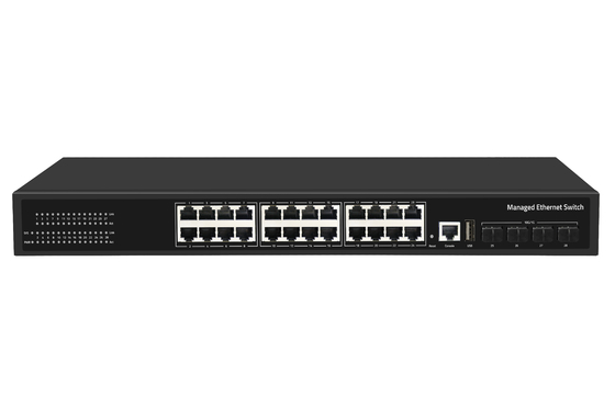28 ท่าทาง 10/100/1000Mbps จัด Ethernet CCTV POE Switch รองรับ PoE Af/At กับ 4*10G SFP+