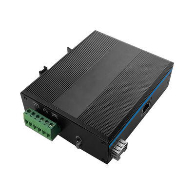 48VDC 100Mbps Fast Industrial อีเธอร์เน็ต Media Converter Sfp ถึง Rj45 ด้วย IEEE802.3Af / At