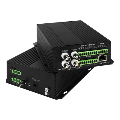 4ch AV Balanced Audio อีเธอร์เน็ต Video Media Converter DC5V ST Fiber