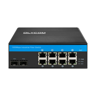 คุณภาพ  48VDC DIN Rail Mounting Industrial Unmanaged POE Switch 8 Gigabit RJ45 Ports โรงงาน