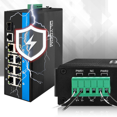 สวิตช์ PoE แบบจัดการสำหรับอุตสาหกรรม 8 พอร์ต 240W Gigabit LAN Layer 2 VLAN ERPS Ring CE DIN Rail