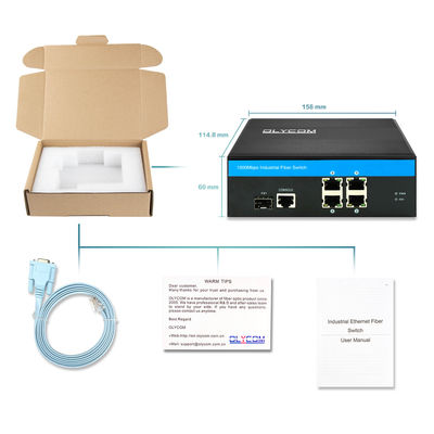 สวิตช์อีเธอร์เน็ตอุตสาหกรรมอัจฉริยะแบบจัดการได้ 5 พอร์ต Gigabit Network SFP Fiber Ports IP40