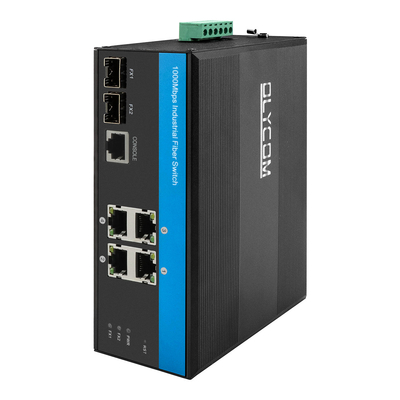 สวิตช์อีเทอร์เน็ตที่บริหารโดยอุตสาหกรรม Gigabit 2.5G ไฟเบอร์ SFP Uplink IP40 DC24V