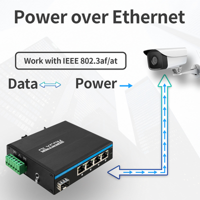 สวิตช์ PoE SFP 5 พอร์ต Gigabit Network PoE/PoE+ งบประมาณ 120W DC48V Fanless CE FCC