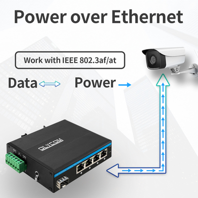 เครือข่าย Sfp Gigabit POE Switches Power Over Ethernet 4+1 Ports