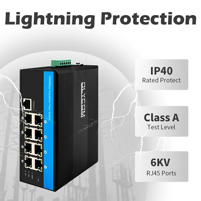 Industrial 8 Port Gigabit Network POE Switch ไม่จัดการ DC48V การเข้า การออก 240W