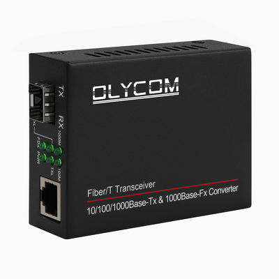 เครื่องแปลงสื่อ 1G SFP Gigabit Fiber Optic Ethernet ไม่จัดการ ขนาดเล็ก สีดํา DC5V CE