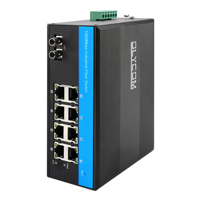 8 ท่าทางอุตสาหกรรม Gigabit Network Switch ไม่จัดการ ST Fiber Single Mode 30Km DC24V