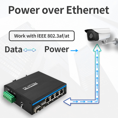 6 พอร์ต Full Gigabit Industrial Ethernet PoE + สวิตช์ไฟเบอร์ POE Din Rail 120W Budget OEM