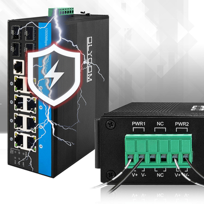 12 พอร์ต Gigabit Managed Industrial Ethernet Switch IEEE 802.3at PoE+ Layer 2