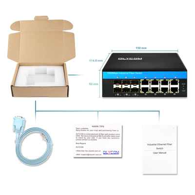 อุตสาหกรรมบริหาร Gigabit Ethernet Switch 1G/2.5G สล็อตออปติกอล SFP ERPS แหวน IP40