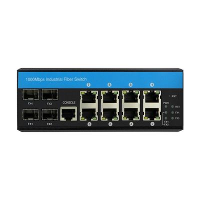 สวิตช์อุตสาหกรรมจัดการ Layer 3 Gigabit Ethernet 12 พอร์ต ERPS RSTP ราง DIN CE