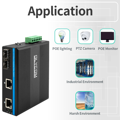4 Port Gigabit Unmanaged Ethernet Switch 100/1000M ไฟเบอร์ อัตโนมัติปรับปรุง Din Rail