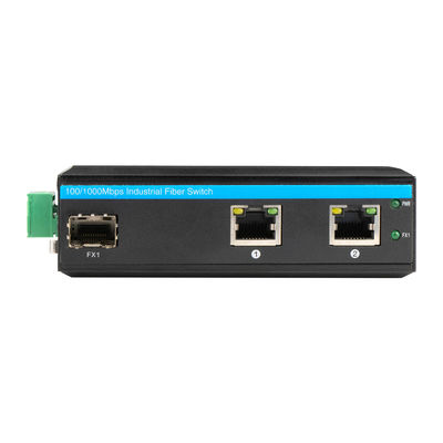 อุตสาหกรรม 3 Port Compact Gigabit Ethernet Switcher กระชับ 100 1000M ไฟเบอร์ DC24V