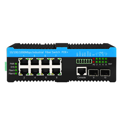 Gigabit 802.3bt PoE บริหาร 8 Port Switch 2.5G ไฟเบอร์เว็บ L2 บริหาร Fanless 720W