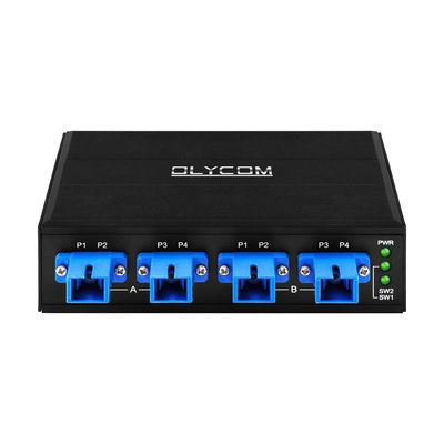 สวิตช์บายพาสออปติคัล 4 พอร์ต ขั้วต่อ SC/UPC Simplex 1310/1550nm DC24V ราง DIN CE