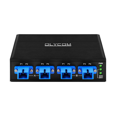สวิตช์บายพาสออปติคัล 4 พอร์ต ขั้วต่อ SC/UPC Simplex 1310/1550nm DC24V ราง DIN CE