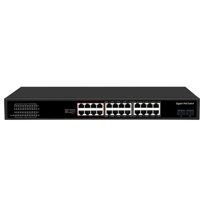 24 Port CCTV PoE Switch Gigabit Network SFP Optical Uplink งบประมาณ 300W ไม่จัดการ