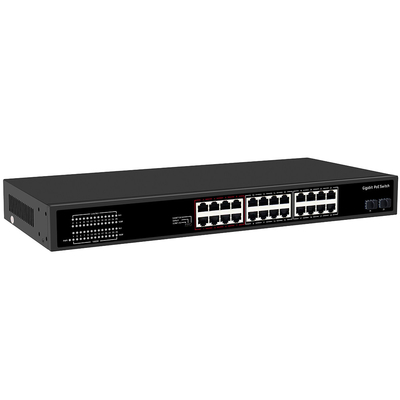 24 Port CCTV PoE Switch Gigabit Network SFP Optical Uplink งบประมาณ 300W ไม่จัดการ