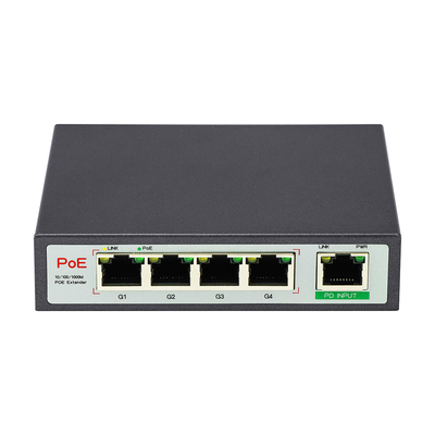 4 Port Gigabit POE Extender Grade Commercial 60W PD Uplink สําหรับกล้อง IP PoE