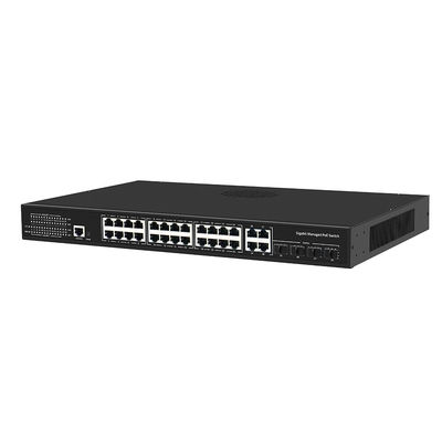 24 Port PoE Switch Gigabit Based L2 L3 Smart Managed 300W Budget With SFP Uplink 1U Rack อุปกรณ์ออนไลน์ออนไลน์