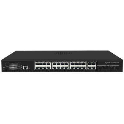 24 Port PoE Switch Gigabit Based L2 L3 Smart Managed 300W Budget With SFP Uplink 1U Rack อุปกรณ์ออนไลน์ออนไลน์