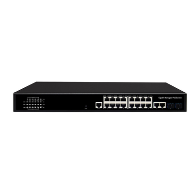 สวิตช์ PoE แบบ Gigabit Managed 16 พอร์ต พร้อมกำลังไฟ 300W 2 SFP/RJ45 Combo Uplink อินพุต AC