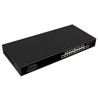 16 Port Gigabit Managed PoE Switch Commercial 1U Rack 300W พร้อม 2 SFP/RJ45 Uplink