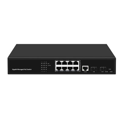 8 Port PoE VLAN Managed Switch ไฟเบอร์อีเทอร์เน็ต Gigabit ชิปรีอัลเทค 120W Budget AC Input