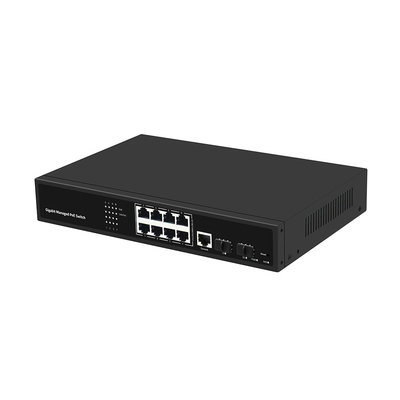 8 Port PoE Vlan บริหาร Gigabit Fiber Switch ชิปรีอัลเทค 120W Budget AC Input