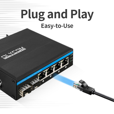 6 Port Industrial Poe Switch ไม่จัดการ 10/100M 2 สายไฟเบอร์ 4 Ethernet Port Switch