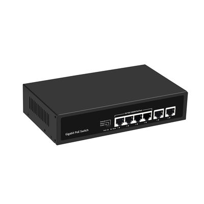 6 Port Gigabit PoE Switch 250 Meter Extension VLAN 60W พลังงาน งบประมาณ 220V