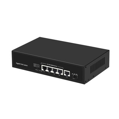 4 Port Gigabit Fiber Switch PoE Af/At 60W กับ 1 SFP/ Copper Uplink เกรดพาณิชย์ CE