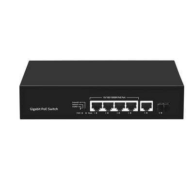 4 Port PoE Af/At Gigabit Fiber Switch กับ 1 SFP/ Copper Uplink เกรดการค้า 60W