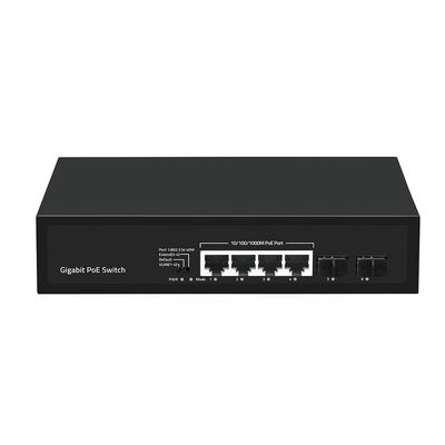 4 Port Gigabit PoE Switch 60W Budget SFP Fiber Unmanaged พร้อม VLAN ขยาย 250 เมตร