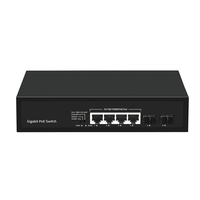 4 Port Gigabit PoE Switch 60W Budget SFP Fiber Unmanaged พร้อม VLAN ขยาย 250 เมตร