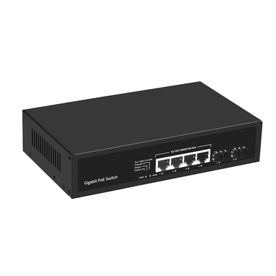 4 Port Gigabit PoE Switch 60W Budget SFP Fiber Unmanaged พร้อม VLAN ขยาย 250 เมตร