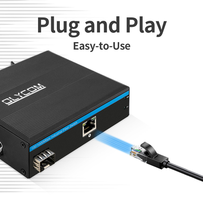 Gigabit Mini Industrial Media Converter 2 Port 100/1000M ไฟเบอร์ Gigabit Network ดิน เรล