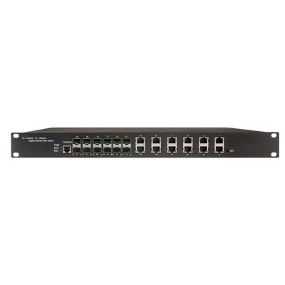 อุตสาหกรรม 24 Port L2 การจัดการ POE สวิตช์ 12RJ4+12 SFP 1U ราคติดตั้ง