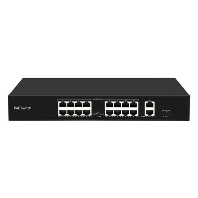 16 Port 250-Meter PoE Switch PoE Af/At 10/100M การสนับสนุนโหมด VLAN งบ 300W