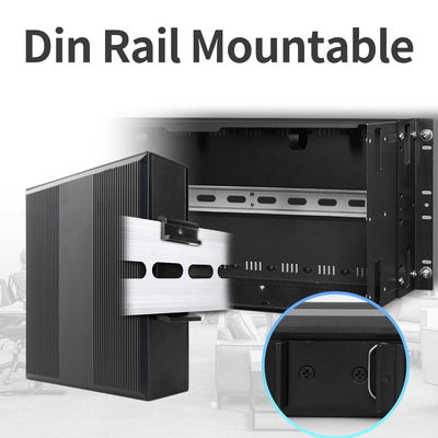 อุตสาหกรรมไม่จัดการ Poe Switch 5 Port Gigabit Network 15.4W/30W มาตรฐาน 120W Din Rail