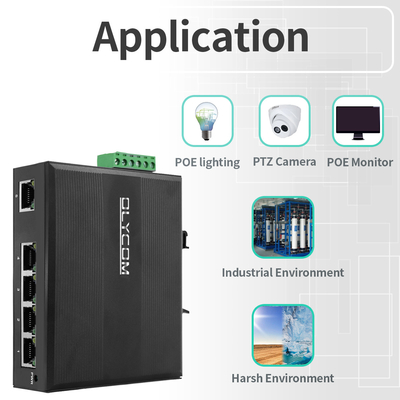 อุตสาหกรรมไม่จัดการ Poe Switch 5 Port Gigabit Network 15.4W/30W มาตรฐาน 120W Din Rail