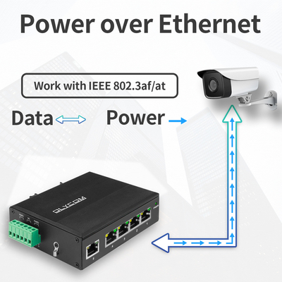 อุตสาหกรรมไม่จัดการ Poe Switch 5 Port Gigabit Network 15.4W/30W มาตรฐาน 120W Din Rail