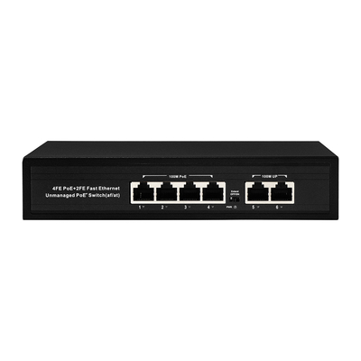 OEM ODM Fast Ethernet 10/100mbps 4 Port Poe Switch With 2 Uplink Port Network Switch การปรับเปลี่ยนระบบออนไลน์