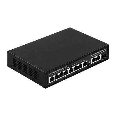 8 Port POE Switch ด้วยพลังงาน 120W และการถ่ายทอด 250m สําหรับ CCTV - Unmanaged Fiber Optic POE Switch