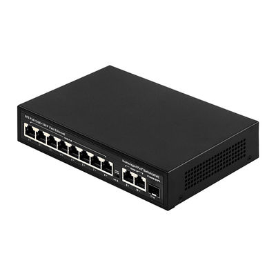 8 Port POE Switch ด้วยพลังงาน 120W และการถ่ายทอด 250m สําหรับ CCTV - Unmanaged Fiber Optic POE Switch