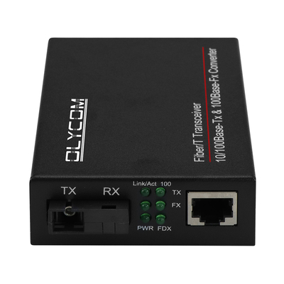 เครื่องแปลงสื่อไฟเบอร์ออปติกขนาดเล็ก Rj45 เป็นเครื่องรับเสียง Sc mm 20km Single Fiber Sm 1310/1550nm