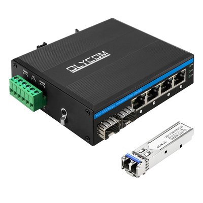 สวิตช์เครือข่ายอุตสาหกรรม 6 ท่าทาง พร้อม 2 สายใยและ 4 ท่าทาง Auto-MDI / MDIX RJ45