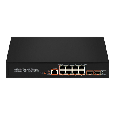8 Port Gigabit Managed PoE Switch SFP ไฟเบอร์ออปติก 120W งบประมาณ AC Input Realtek ชิป